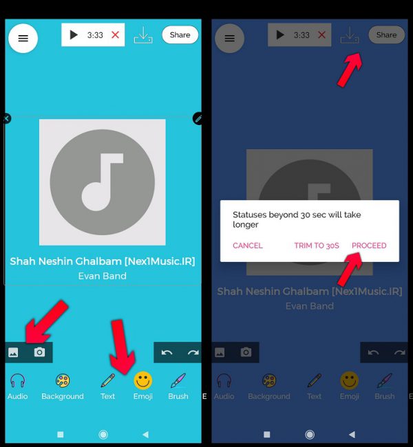 آموزش اضافه کردن آهنگ به استوری واتساپ با برنامه Audio Status Maker