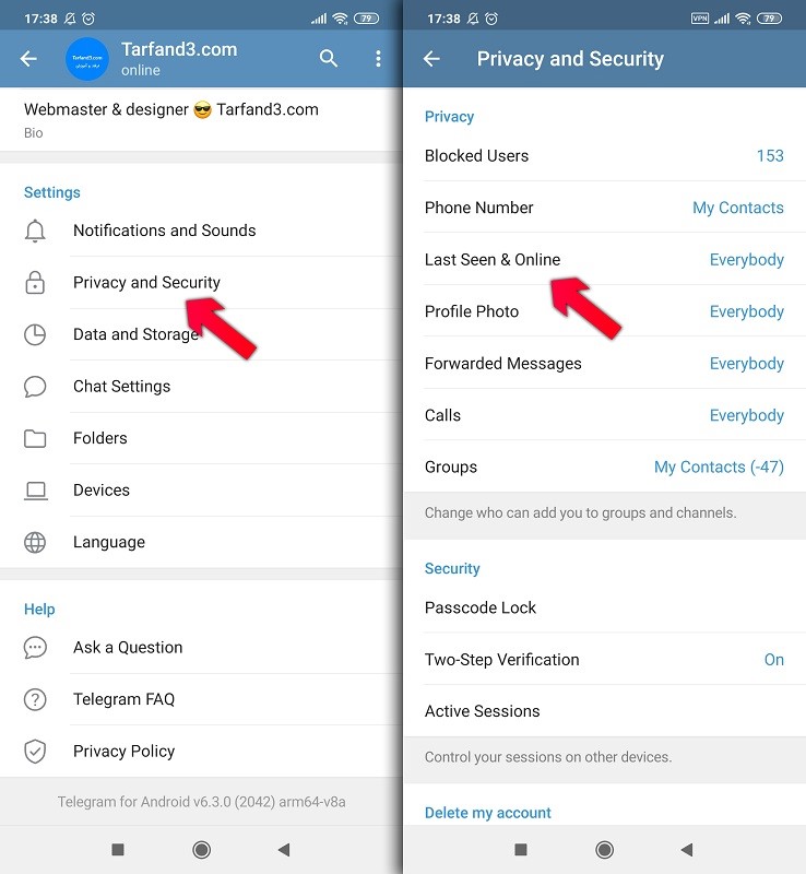 آموزش مخفی کردن زمان آنلاین تلگرام - تنظیمات لست سین و نمایش ساعت آنلاینی