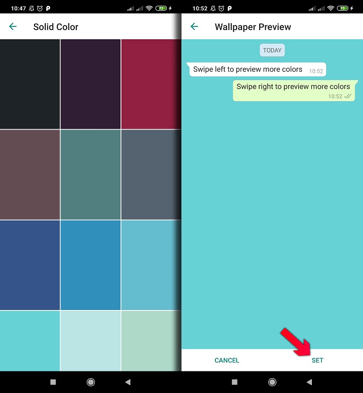 آموزش تغییر رنگ و عکس پس زمینه چت واتساپ - انتخاب عکس دلخواه در صفحه چت
