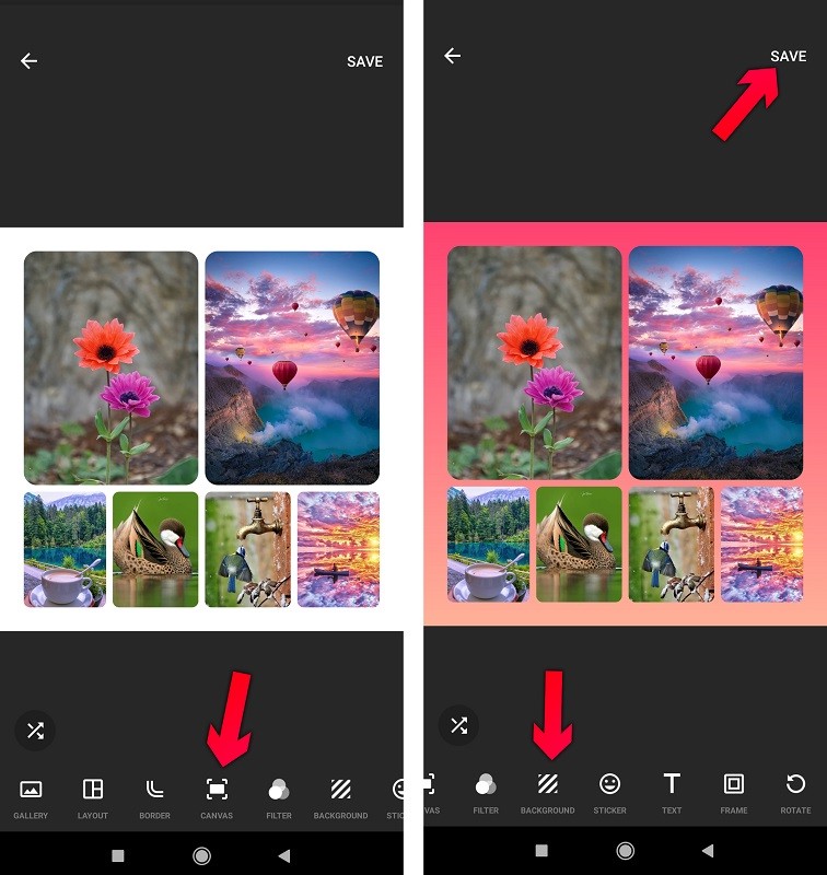 آموزش قرار دادن چند عکس در یک قاب با برنامه اینشات - inshot collage