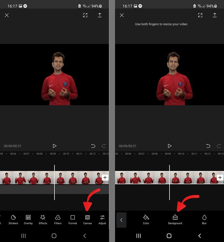 نحوه حذف پس زمینه ویدیو بدون نیاز به پرده سبز در گوشی با استفاده از برنامه capcut