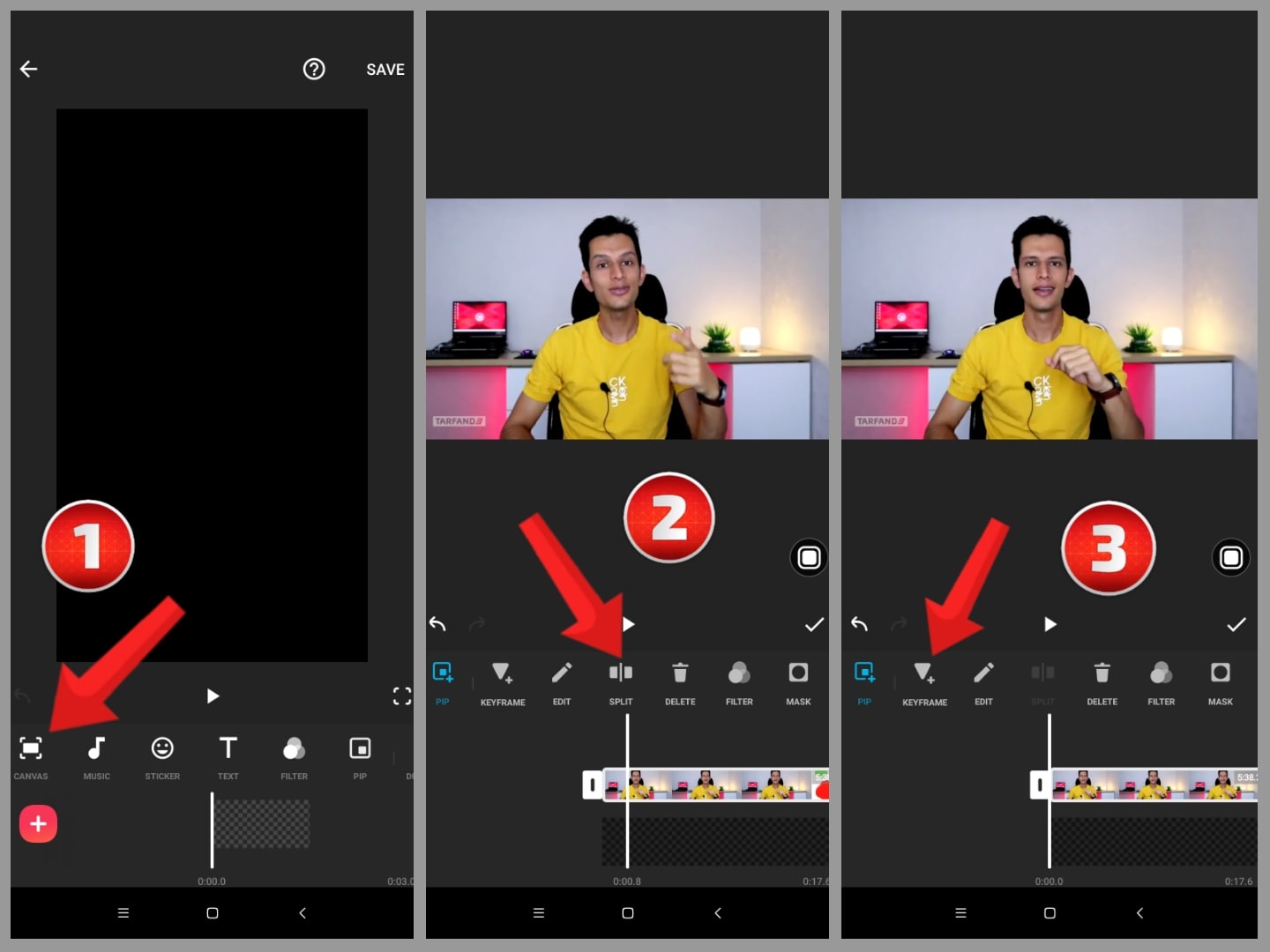 با گزینه Split میتوانید بخش های اضافه ویدیو را برش دهید