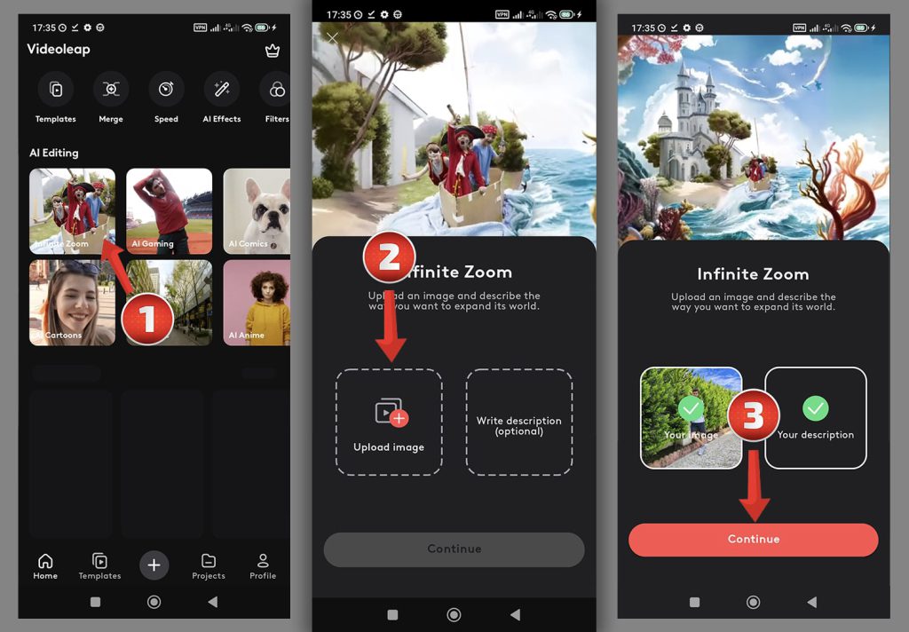 آموزش ساخت کلیپ زوم بی نهایت روی عکس با برنامه videoleap - ترفند سه